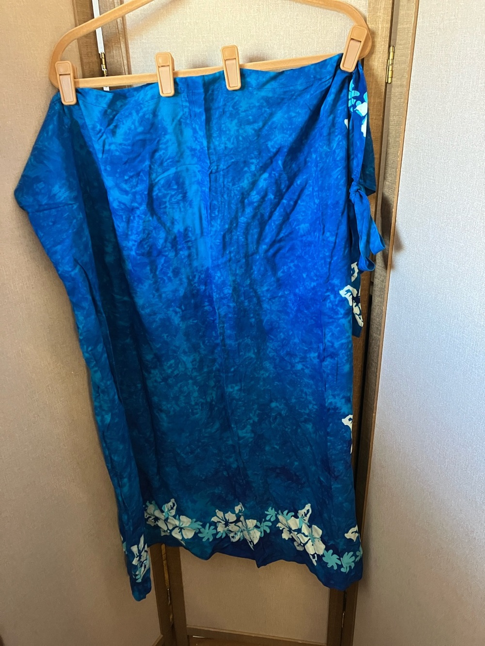 Blue Floral Sarong Wrap O S F M